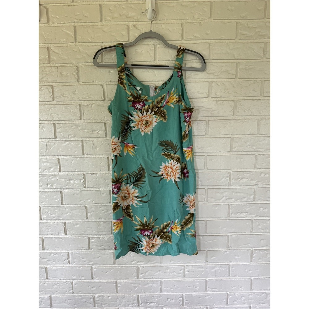Vintage TWO PALMS Sz L  Made in‎ Hawaii Sleeveless Rayon Floral Midi Dress